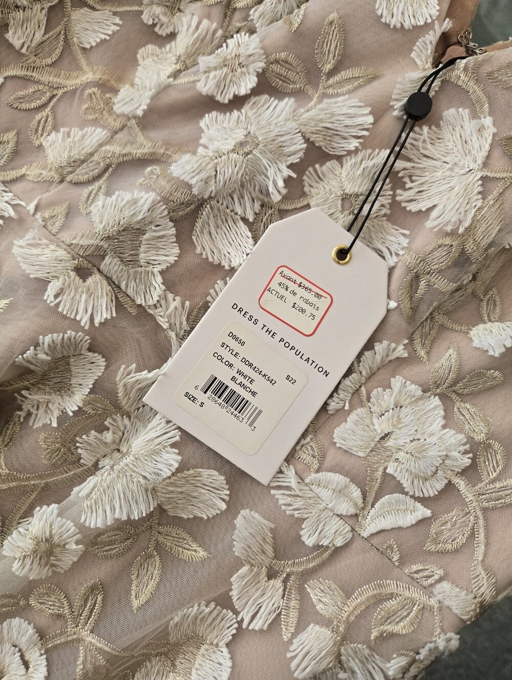 Floral Blush And Gold Cocktail, Garden Party, Wedding Guest Dress, Small - Picture 6 of 6